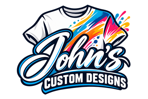 John’s Custom Designs colorful shirt logo